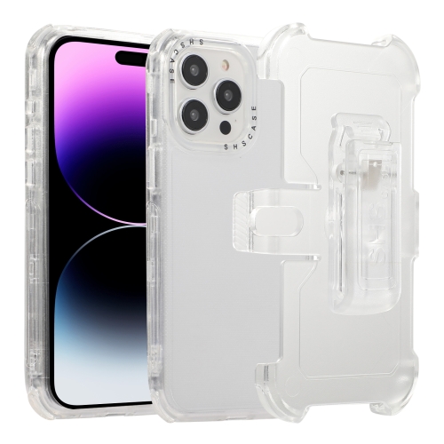 

For iPhone 14 Pro Frosted PC+TPU Phone Case with Back Clip(White)
