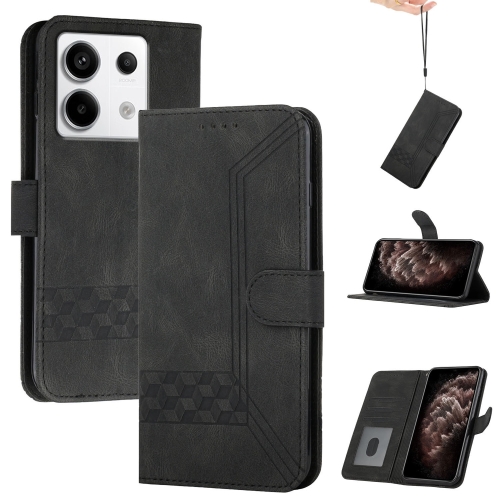 

For Xiaomi Redmi Note 13 Pro 4G Cubic Skin Feel Flip Leather Phone Case(Black)
