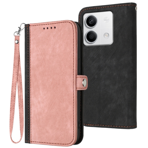 

For Xiaomi Redmi Note 13 4G Side Buckle Double Fold Hand Strap Leather Phone Case(Pink)