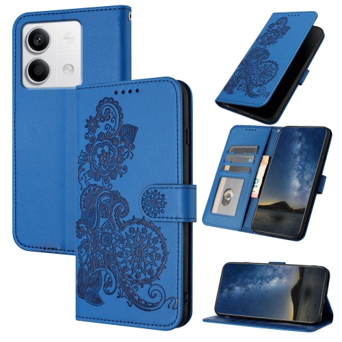 

For Xiaomi Redmi Note 13 4G Datura Flower Embossed Flip Leather Phone Case(Blue)