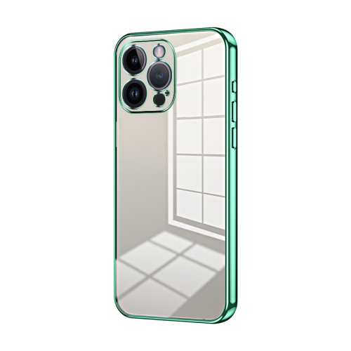 

For iPhone 14 Pro Max Transparent Plating Fine Hole Phone Case(Green)
