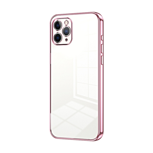

For iPhone 11 Pro Transparent Plating Fine Hole Phone Case(Pink)