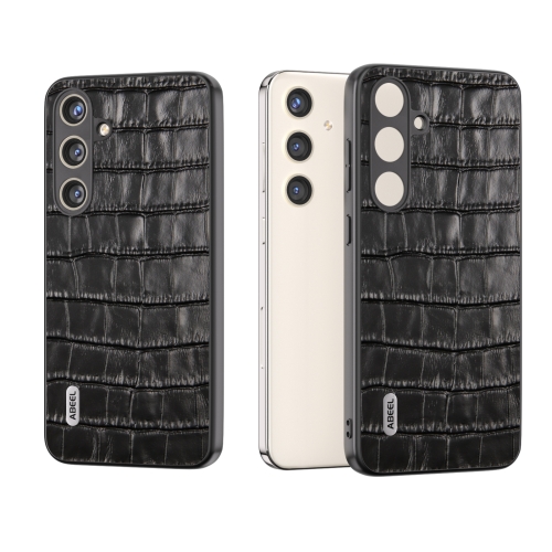 

For Samsung Galaxy S24 5G ABEEL Crocodile Texture Genuine Leather Phone Case(Black)