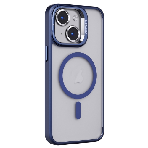 

For iPhone 15 Plus Invisible Lens Holder PC + TPU Frosted MagSafe Phone Case(Dark Blue)