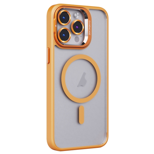 

For iPhone 14 Pro Invisible Lens Holder PC + TPU Frosted MagSafe Phone Case(Orange)