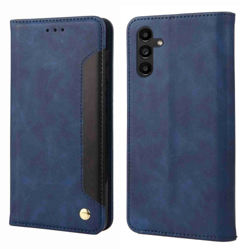 

For Samsung Galaxy S24 5G Skin Feel Splicing Leather Phone Case(Blue)