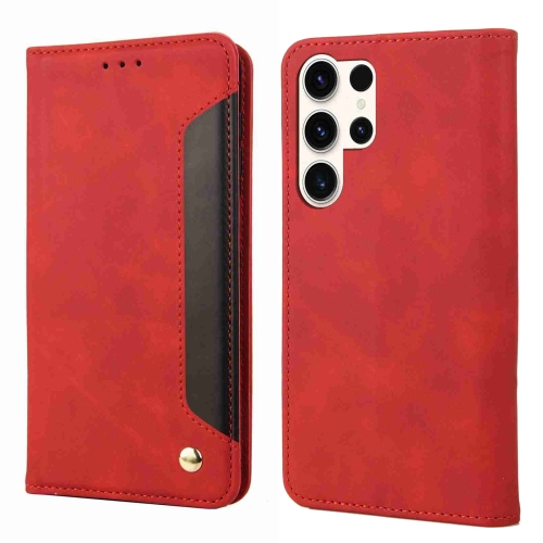

For Samsung Galaxy S24 Ultra 5G Skin Feel Splicing Leather Phone Case(Red)
