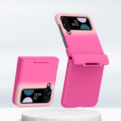 

For Samsung Galaxy Z Flip3 5G/Z Flip4 5G PC Skin Feel Integrated Foldable Mid Shaft Phone Case(Rose Pink)