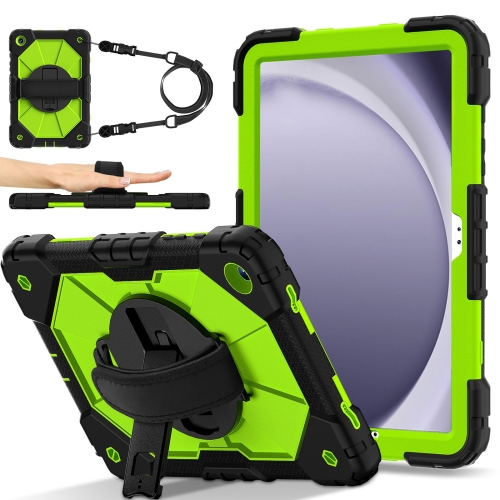 

For Samsung Galaxy Tab A9+ X216 Contrast Color Robot C2 Silicone Hybrid PC Tablet Case(Black Yellow Green)