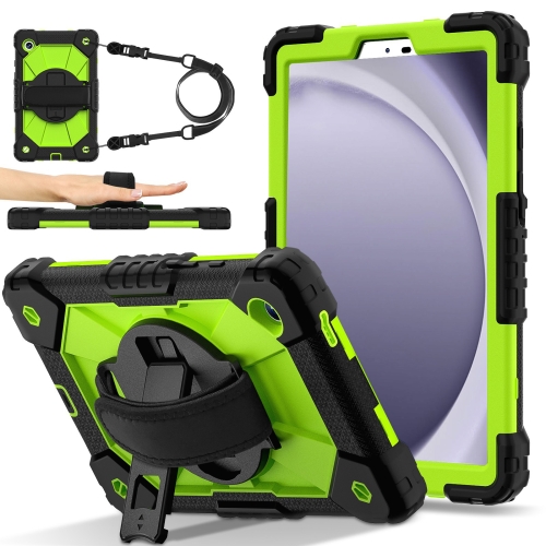 

For Samsung Galaxy Tab A9 X115 Contrast Color Robot C2 Silicone Hybrid PC Tablet Case(Black Yellow Green)