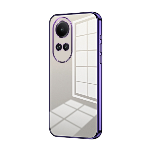 

For OPPO Reno10 5G/Reno10 Pro 5G Global Transparent Plating Fine Hole Phone Case(Purple)