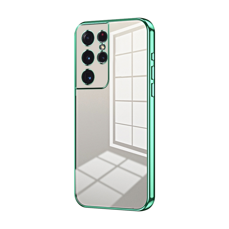 For Samsung Galaxy S21 Ultra 5G Transparent Plating Fine Hole Phone Case(Green)
For Samsung Galaxy S21 Ultra 5G Transparent Plating Fine Hole Phone Case(Green)