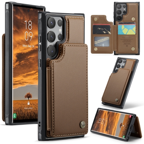 

For Samsung Galaxy S24 Ultra 5G CaseMe C22 PC+TPU Business Style RFID Anti-theft Leather Phone Case(Brown)