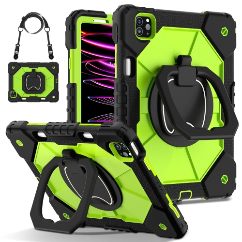 

For iPad Pro 11 2022 / Air 10.9 2022 Contrast Color Robot Silicone Hybrid PC Tablet Case(Black Yellow Green)