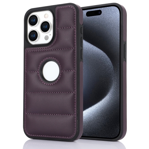

For iPhone 15 Pro Max Piano Key Hollow Cutout PU Phone Case(Dark Purple)