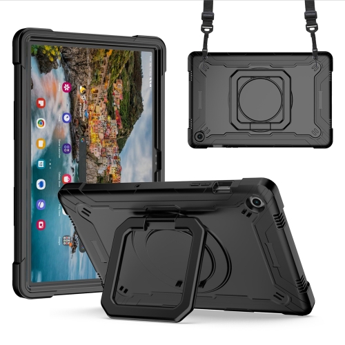 

For Samsung Galaxy Tab A9+ Handle Robot Silicone Hybrid PC Tablet Case(Black)