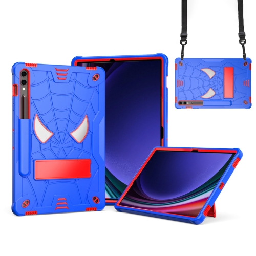 

For Samsung Galaxy Tab S9 FE+ / S9+ Fold-Holder Spider Silicone Hybrid PC Tablet Case(Blue Red)