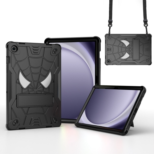 

For Samsung Galaxy Tab A9+ Fold-Holder Spider Silicone Hybrid PC Tablet Case(Black)