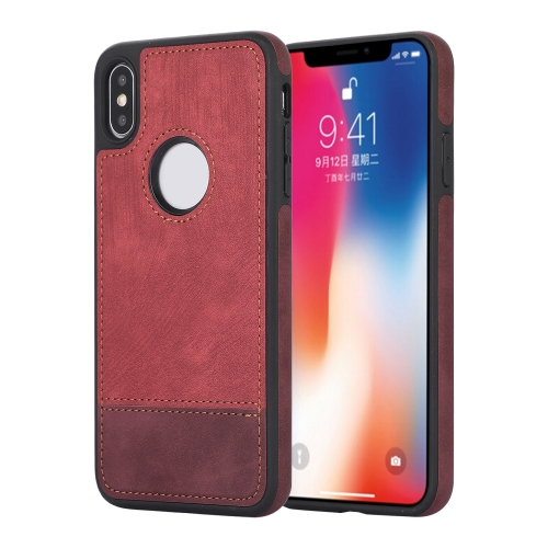 

For iPhone X / XS Splicing Sewing Hollow Cutout PU Phone Case(Red)