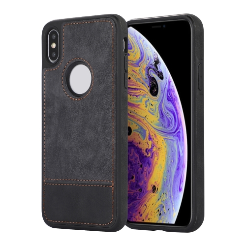

For iPhone XS Max Splicing Sewing Hollow Cutout PU Phone Case(Black)
