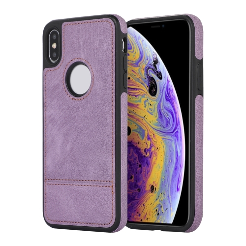 

For iPhone XS Max Splicing Sewing Hollow Cutout PU Phone Case(Purple)