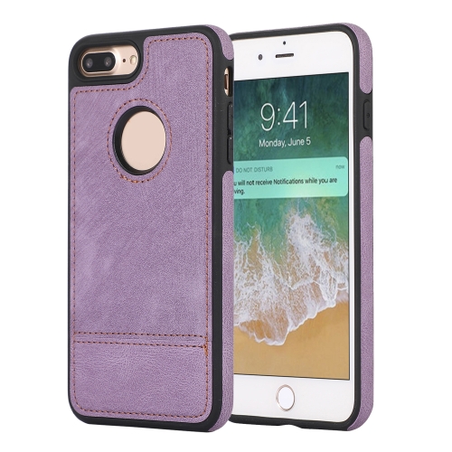 

For iPhone 8 Plus / 7 Plus Splicing Sewing Hollow Cutout PU Phone Case(Purple)