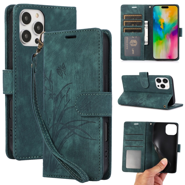 For iPhone 16 Pro Orchid Butterfly Embossed Leather Phone Case(Green)
For iPhone 16 Pro Orchid Butterfly Embossed Leather Phone Case(Green)