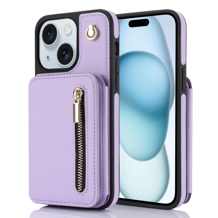 For iPhone 15 YM006 Skin Feel Zipper Card Bag Phone Case with Dual Lanyard(Light Purple)
For iPhone 15 YM006 Skin Feel Zipper Card Bag Phone Case with Dual Lanyard(Light Purple)