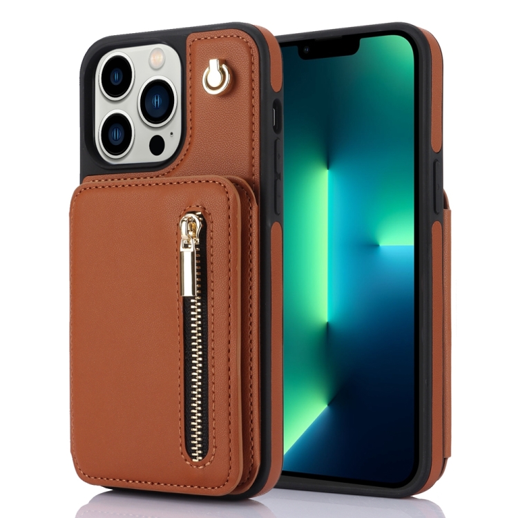 For iPhone 13 Pro YM006 Skin Feel Zipper Card Bag Phone Case with Dual Lanyard(Brown)
For iPhone 13 Pro YM006 Skin Feel Zipper Card Bag Phone Case with Dual Lanyard(Brown)