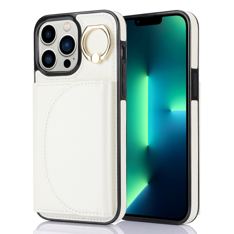 For iPhone 13 Pro Max Ring Holder Card Bag Skin Feel Phone Case(White)
For iPhone 13 Pro Max Ring Holder Card Bag Skin Feel Phone Case(White)