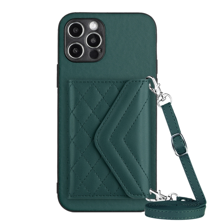 For iPhone 12 Pro Max Rhombic Texture Card Bag RFID Phone Case with Long Lanyard(Green)
For iPhone 12 Pro Max Rhombic Texture Card Bag RFID Phone Case with Long Lanyard(Green)