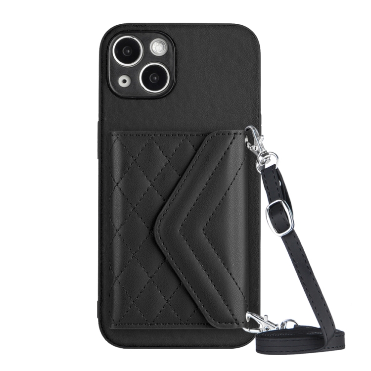 For iPhone 15 Rhombic Texture Card Bag RFID Phone Case with Long Lanyard(Black)
For iPhone 15 Rhombic Texture Card Bag RFID Phone Case with Long Lanyard(Black)