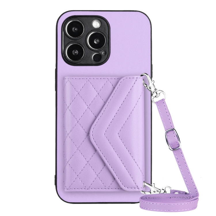 For iPhone 15 Pro Rhombic Texture Card Bag RFID Phone Case with Long Lanyard(Light Purple)
For iPhone 15 Pro Rhombic Texture Card Bag RFID Phone Case with Long Lanyard(Light Purple)