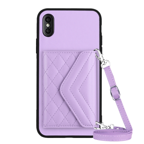 For iPhone XS / X Rhombic Texture Card Bag RFID Phone Case with Long Lanyard(Light Purple)
For iPhone XS / X Rhombic Texture Card Bag RFID Phone Case with Long Lanyard(Light Purple)