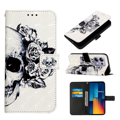 

For Xiaomi Redmi Note 13 Pro 4G Global 3D Painting Horizontal Flip Leather Phone Case(Skull)