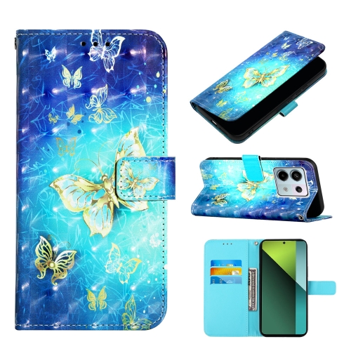 

For Xiaomi Redmi Note 13 Pro 5G Global 3D Painting Horizontal Flip Leather Phone Case(Golden Butterfly)