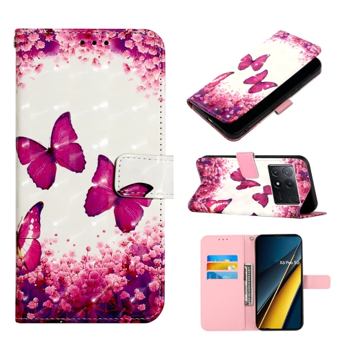 

For Xiaomi Redmi K70E 3D Painting Horizontal Flip Leather Phone Case(Rose Butterfly)