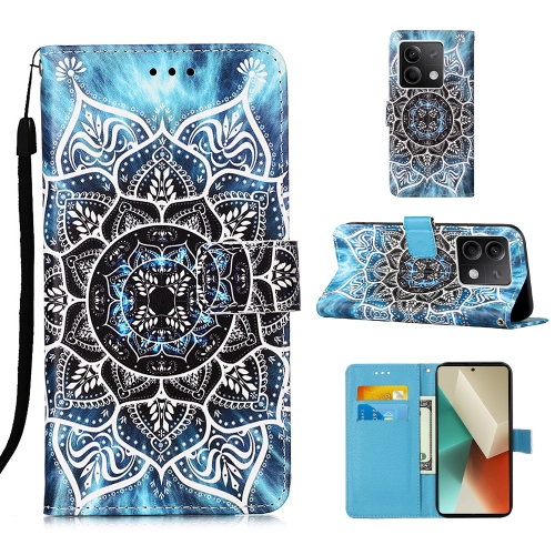 

For Xiaomi Redmi Note 13 5G Global Colored Drawing Pattern Plain Weave Leather Phone Case(Undersea Mandala)