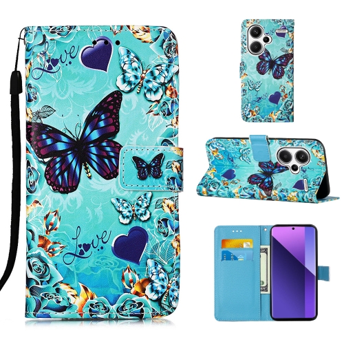 

For Xiaomi Redmi Note 13 Pro+ 5G Colored Drawing Pattern Plain Weave Leather Phone Case(Caring Butterfly)