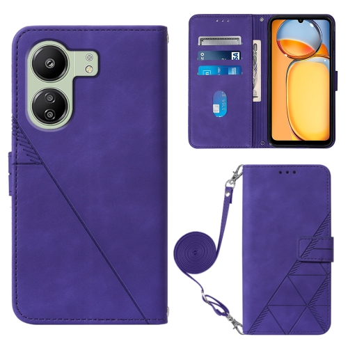 

For Xiaomi Redmi 13C Crossbody 3D Embossed Flip Leather Phone Case(Purple)