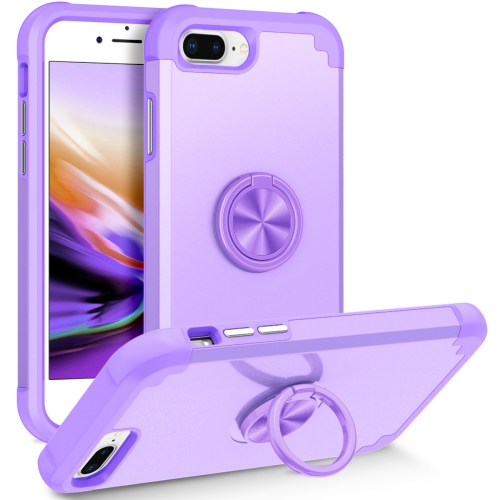 

For iPhone 8 Plus / 7 Plus L2 Rotating Ring Holder Magnetic Phone Case(Light Purple)