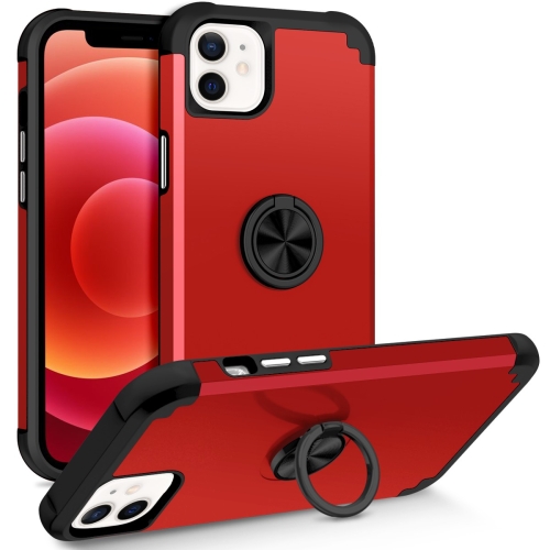 

For iPhone 12 / 12 Pro L2 Rotating Ring Holder Magnetic Phone Case(Red)