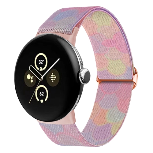 

For Google Pixel Watch 2 / Pixel Watch Painted Colorful Nylon Watch Band(Symphony Bubbles)