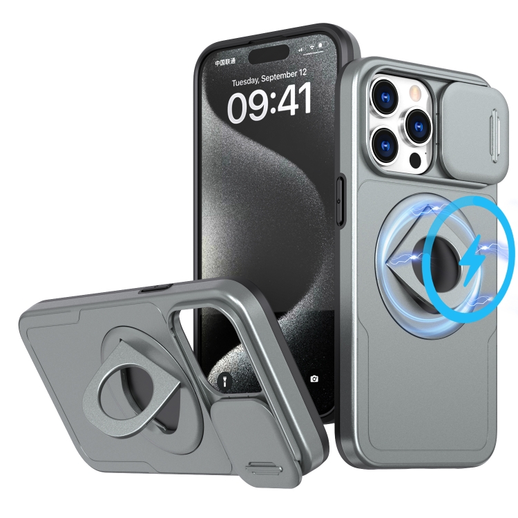 For iPhone 15 Pro Max Camshield MagSafe Ring Holder Armor Phone Case(Titanium Grey)
For iPhone 15 Pro Max Camshield MagSafe Ring Holder Armor Phone Case(Titanium Grey)
