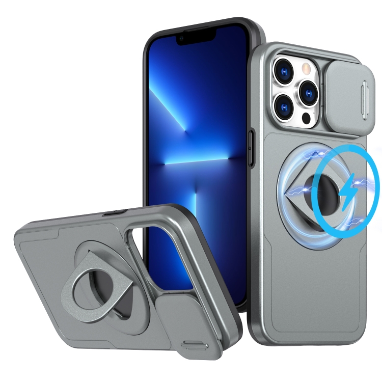 For iPhone 13 Pro Max Camshield MagSafe Ring Holder Armor Phone Case(Titanium Grey)
For iPhone 13 Pro Max Camshield MagSafe Ring Holder Armor Phone Case(Titanium Grey)