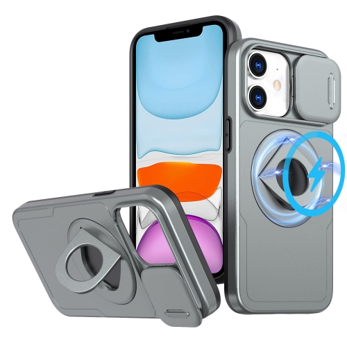 

For iPhone 11 Camshield MagSafe Ring Holder Armor Phone Case(Titanium Grey)