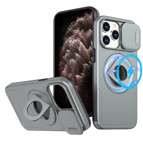 

For iPhone 11 Pro Camshield MagSafe Ring Holder Armor Phone Case(Titanium Grey)