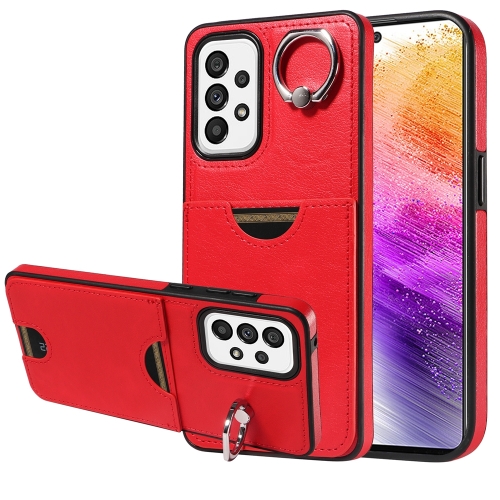 For Samsung Galaxy A73 5G Calf Texture Card Slot Ring Holder Phone Case(Red)
For Samsung Galaxy A73 5G Calf Texture Card Slot Ring Holder Phone Case(Red)