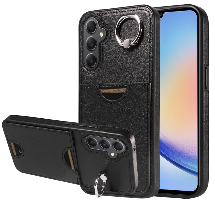 For Samsung Galaxy A34 5G Calf Texture Card Slot Ring Holder Phone Case(Black)
For Samsung Galaxy A34 5G Calf Texture Card Slot Ring Holder Phone Case(Black)