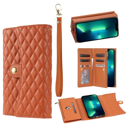 For iPhone 13 Pro Max Zipper Multi-Card Wallet Rhombic Leather Phone Case(Brown)
For iPhone 13 Pro Max Zipper Multi-Card Wallet Rhombic Leather Phone Case(Brown)